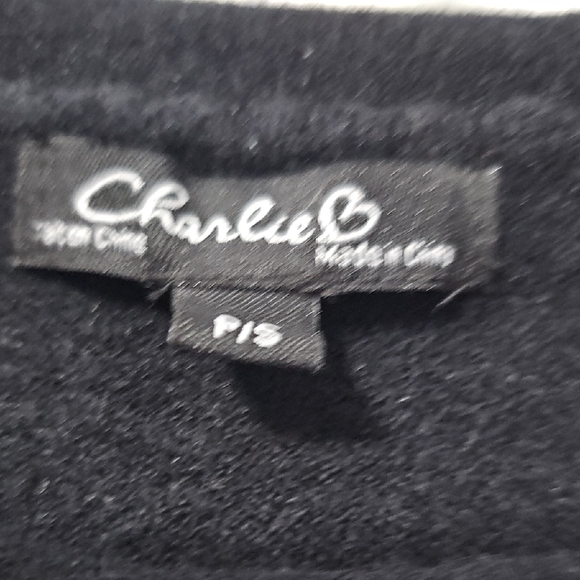 CHARLIE B Black Sweater with Lace-Up Accent - Picture 3 of 4